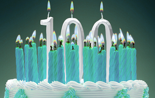 Birthday Cake with One Hundred Candles